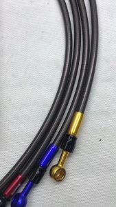 Selang Rem AEROMOTIVE Depan 95cm Serat CNC Banjo Lurus Plus Bengkok 90 Derajat