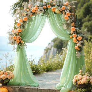 Sage Green Chiffon Background Curtains Wedding Tablecloths and Draperies Wedding Arch Party Decorations Chair Decorations