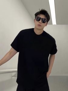 Mens Pure Cotton Short Sleeve T-Shirt round Neck Outdoor Casual Summer New Style White Base Layer Inner Wear round Neck