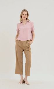 Krizia Collar Blouse With Free Detachable Crystal Necklace And Pearl Detail