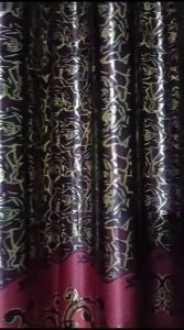 Gorden pintu motif bunga mawar merah pemisah ruangan blackout print mas tebal mewah terbaru