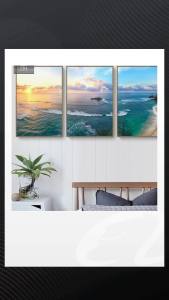 Modern Minimalist Nordic Triptych Wall Art Home Sea Scenery