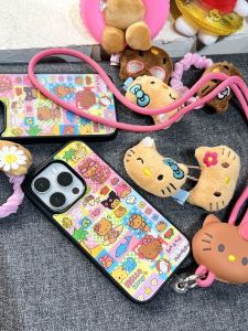 Cute Cartoon Black Cat KT Cat Sweet Girl Heart Phone Case for Apple iPhone 17/16Promax/15Pro Protection Cover for Models 14/13/12/11/Plus/XR