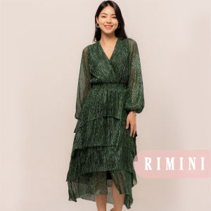 RIMINI - Gaun Mewah Shimmer Ruffle Berlengan Size XS-XL - Ellara Dress CC30539-1