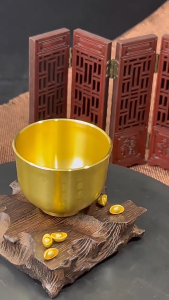 Heabety  Gold Feng Shui Hundred Blessings Bowl Fine Workmanship Meaningful Gifts Copper Materials Exquisite Mini 4.5CM/5CM/5.8CM