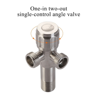 Stainless Steel 2 Way Angle Valve 90° Double 1/2" Angle Valve Multi-Function Standard Spout Angle Valve for Bidet Toilet Faucet Shower Set