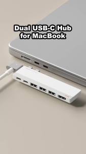 Hagibis | Hagibis USB C Hub for MacBook 6 in 2/5 in 2 Dual USB-C Dock 4K 60Hz HDMI USB3.0 Data Multiport Adapter for MacBook Pro Air Neo