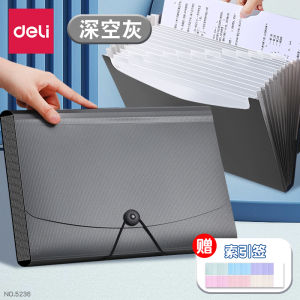 กระเป๋าใส่เอกสารแบบใส Deli Accordion ความจุขนาดใหญ่สำหรับใส่กระดาษทดสอบ แผ่นใส A4 สำหรับนักเรียน สำหรับธุรกิจและวัสดุศิลปะ