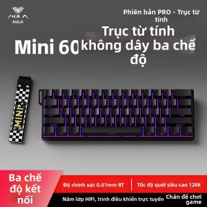 AULA | Bàn phím cơ Magnetic AULA MINI60 3 Chế Độ Switch Hall Effect Rapid Trigger (RT) 0.01mm Chuyên Game FPS Valorant CSGO