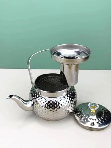 Stainless Steel Tea Pot Kettle with Filter for Brewing Flower Tea Restaurant Hotel Home Use Water Boiling Pot Korean Style