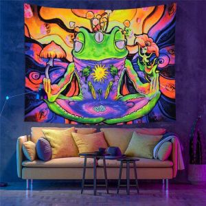 VIKAMA Black Light Dazzling Star Dusted Night Van Gogh Artwork UV Active Tapestry Painting Wall Decor Accent Soft Durable Cozy