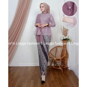 Setelan Aurora Selendang Ceruty Kebaya Blouse Selendang Brokat Tile Kebaya Wisuda Kebaya Lamaran Kebaya Kondangan Kebaya Pesta Kebaya Modern