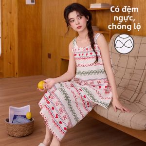 MiiOW | Bộ Đồ Ngủ Mùa Hè Thoáng Khí Bằng Cotton Có Lót Dạng Camisole