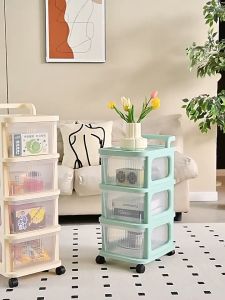 GREENLIFE 2/3/4/5 layer cream air storage cabinets with armrests can be moved dustproof transparent drawer type trolley storage rack saving space large storage space