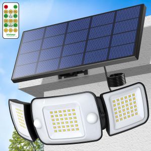 Intelamp Long Battery Life 6000mah Outdoor Solar Lights With Larger Solar Panel Two Motion Sensors For Garden Yard Path Garage