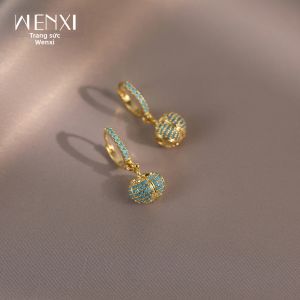 WENXI | Bông Tai Hình Quả Đào Xanh Thiết Kế Độc Đáo
