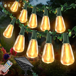 （Upgraded）Solar ST38 LED Waterproof Bulbs Light Outdoor Garden String Lights Decoration Christmas Fairy Lights（With rattan strips）
