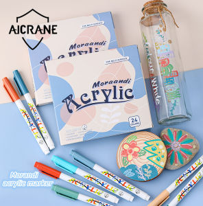 AICRANE graffiti marker highlighter pen 12/24 Morandi Acrylic Paint Marker for Rock Ceramic Glass Fabric Canvas Art school supplies aesthetic
