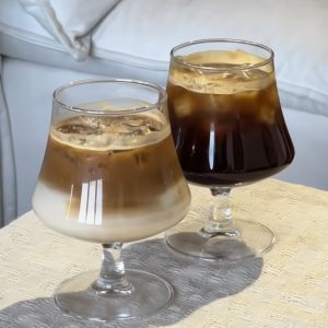 Cốc Thủy Tinh Trong Suốt Cao Cấp Có Chân Cốc Cà Phê Nữ Cốc Cocktail Mùa Hè Cốc Đựng Đồ Uống Lạnh Có Chân Ngắn Cốc Thủy Tinh