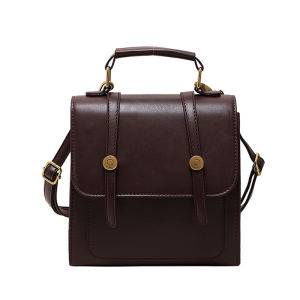 Leacat Retro shoulder bag womens versatile buckle womens college style handbag crossbody bag fashionable small backpack