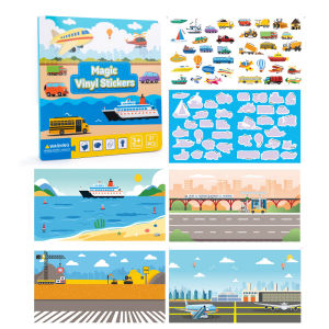 Reusable Cartoon Animal Scene Stickers for Kids DIY Hand-on Puzzle Learning Cognition Puzzle Book Educational Toy Gift for Child