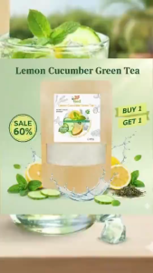Lemon Cucumber Green Tea Powder – Detox Drink for Digestion & Reduce Bloating Healthy Weight Loss