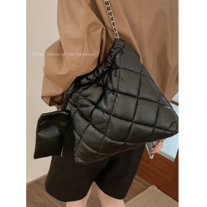 Fall Winter Large Capacity down Bucket Bag Womens Commuter Shoulder Crossbody Bag Fashionable Versatile Single Strap Bag