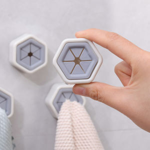 【On Sale】3Pcs Hexagon Push-in Towel Hooks Creative Wall Mounted Hooks High Quality Wipes Holder Convenient Dishcloth Clip Rack