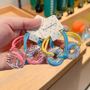 High Elasticity Crystal Color Block Childrens Hair Accessories Princess Style Girls Hair Ties Cute Donut Shaped Hair Bands