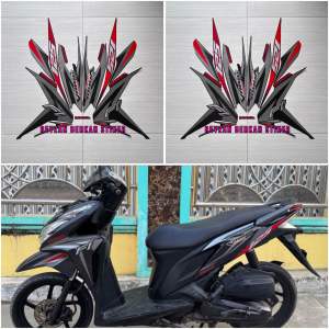 STIKER STRIPING LIS BODY HONDA VARIO TECHNO 125 KZR 2013 HITAM MERAH