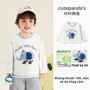 CUTEPANDAS | Quần Áo Trẻ Em Cotton Tay Dài Hình Thú