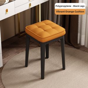 Samedream Luxury Modern Leather Makeup Bench for Women Bedroom Nail Art Chair Home Use Simple Style Non-rotatable Plastic Frame