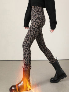 High Waist Fleece Lined Leopard Print Yoga Pants Womens Autumn Winter Slimming Leg Tummy Control Base Layer Pants