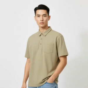 Oxwhite Men Short Sleeve Cotton Polo Pocket Tee