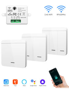 WIFI Mini Light Switch Tuya Smart Home APP Relay Module 433MHz Wall Panel Wireless Voice Control Timer Google Home Alexa 110220V