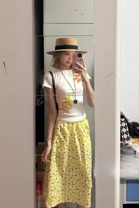 Váy Midi Kẻ Caro in Hoa Cạp Cao Cho Nữ Mùa Hè Váy Chữ a Rộng Rãi Váy Midi Ôm Sát Váy Midi Cổ Điển Váy Midi Thường Ngày