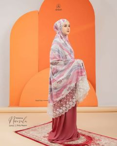 mukena rukuh alat sholat perlengkapan sholat wanita dewasa motif renda nirmala arrafi terbaru terlaris terkini modern bahan poly rayon bali syahrini exclusive adem tidak panas gratis ongkir COD bayar di tempat