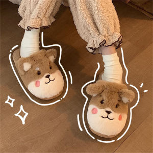 Dép Bông Nhung Lông Cừu Mùa Đông Cho Nữ Dép Lót Bằng Cotton Chống Trượt Ấm Áp Phong Cách Hàn Quốc Hoạt Hình Dễ Thương Cho Học Sinh