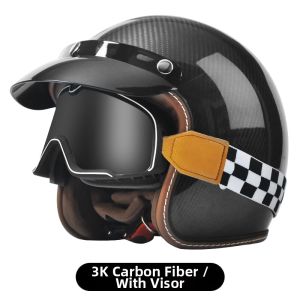 AD | Carbon Fiber Safe 3C Certified Retro Motorcycle Half Helmet