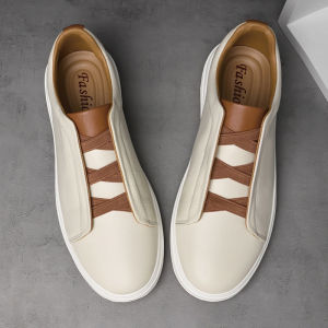 Business Casual Leather Shoes Mens No Tie Shoes Soft Bottom Genuine Leather Mens Summer Work Shoes Comfortable Breathable