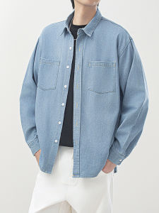เสื้อเชิ้ตยีนส์ทรงหลวมแขนยาวสำหรับผู้ชาย ทรงเรโทร ทรงบาง ทรงเข้ารูป สำหรับใส่ไปทำงาน สำหรับคู่รัก ฤดูใบไม้ร่วง 2025