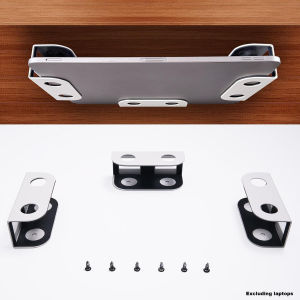 Under Desk Laptop Mount Metal Under Desk Shelf Holder for Laptop Mac Mini Macbook Keyboard with Anti-Scratch Silicone