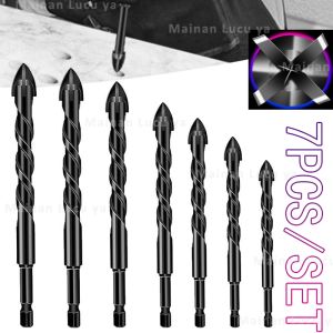 MATA BOR KERAMIK TEMBOK 7 BUAH SET 3-12MM BETON KACA BESI DLL MATA BOR TUNGSTEN CARBIDE CROSS HEX TILE DRILL BIT