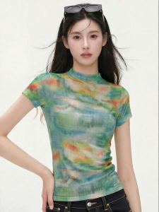 Artistic Dye Printed Resort Style Womens T-Shirt