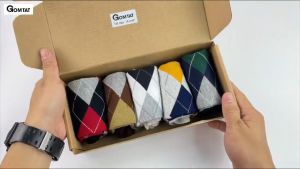 Hộp 5 đôi tất nam cao cổ đi giày tây GOMTAT hoạ tiết quả trám chất liệu cotton cao cấp thoáng mát - GOM-QUATRAM-CB5