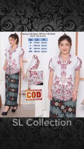 Atasan Kebaya Bordir Mewah Helena Bahan Silk Korea Premium Warna Putih Tulang Gading Terbaru | Pakaian Wisuda Acara Pesta Kondangan Lamaran Akad Nikah Wanita Modern Elegan Kekinian