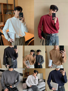 Hualun Spring & Fall Half Turtleneck White T-shirt Mens Long Sleeves Oversize Easiest for Match Bottoming Shirt Trendy Ins Casual Tops
