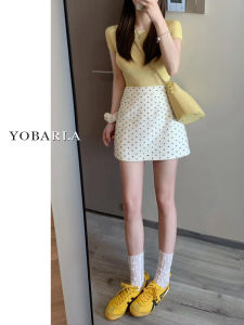 White Polka Dot Print Suit Short Skirt Women Summer Thin Large Size A-Line Mini Skirt High Waist Korean Style Half Body Skirt