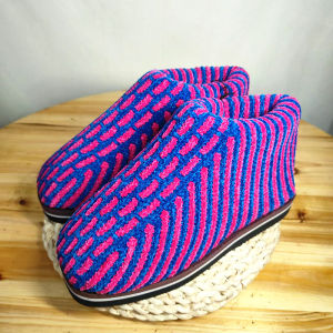 Handwoven Wool Cotton Slippers Thickened Flocked Warm Home Shoes for Middle-Aged And Elderly Men Women Traditional Style round Toe