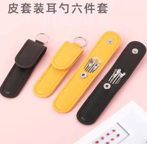 Portable Earpick 6 Pcs Per Set Stainless Steel Earpick Set 耳勺六件套螺旋弹簧掏耳朵工具采耳套装6件套挖耳勺